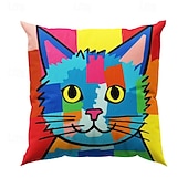 preiswerte tierischer Stil-Doppelseitiger Kissenbezug mit Katzen-Cartoon-Motiv, 1 Stück, weich, dekorativ, quadratisch, Dekokissenbezug, Kissenbezug für Schlafzimmer, Wohnzimmer, hochwertiges Innenkissen für Sofa, Couch, Bett,