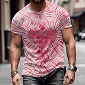 economico T-shirt 3D da Uomo-San Valentino Per uomo Cuore Grafico Tinta a nodi Maglietta Manica Corta maglietta Stampa 3D Girocollo Camicia Quotidiano Designer Casual San Valentino Ferie Uscire Rosa Rosso Viola Primavera &amp; Estate