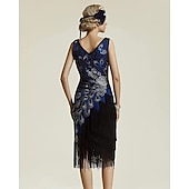 cheap Outfits-Retro Vintage Roaring 20s 1920s Flapper Dress Dress Outfits Necklace / Earrings The Great Gatsby Wedding Guest Sequins Tassel Fringe Women&#039;s Party / Evening Masquerade Wedding Reception Adults&#039; Dress
