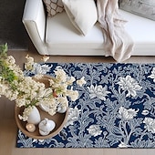 cheap Living Room &amp; Bedroom Rugs-Blue Flower Area Rug Kitchen Mat Non-Slip Oil Proof Floor Mat Livingroom Rug Indoor Outdoor Mat Bedroom Decor Bathroom Mat Entrance Rug Door Mat Bird Tree of Life