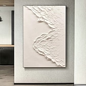 preiswerte Abstrakte Gemälde-Weiße Wellen, abstraktes Gemälde, weiße 3D-Strukturkunst, weiße strukturierte Wandkunst, minimalistische Kunst, Heimdekoration, gespannter Rahmen, fertig zum Aufhängen