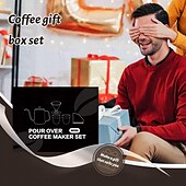 billiga Prime-serien-häll över kaffebryggare set- 6 i 1 sus304 teflon yta långsamt droppande kaffebryggare set droppande kopp filterpapper kopp bärbar låda för resor, kaffe presentbox set alla hjärtans dag present