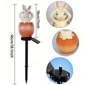 tanie Światełka Wielkanocne-wielkanocna słoneczna lampa ogrodowa królik żaba zwierzęca lampa słoneczna z żywicy na zewnątrz wodoodporny wystrój drewniany stos lampa wakacje dziedziniec chodnik trawnik dekoracja zewnętrzna 1 szt.