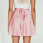 billiga Casual kjolar-dammardi gras kjol en linje mini hög midja kjolar rosett enfärgad vardagshelg sommar satin mode casual vin svart-vit svart rosa karnevalstema