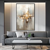 preiswerte Ölgemälde-Großes handgemaltes Blattgoldgemälde auf Leinwand, abstraktes beiges Ölgemälde, luxuriöse Kunst, strukturiertes Gemälde, handgemalte Kunst, goldenes Ölgemälde, Wanddekoration für Hoteldekoration
