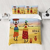 cheap Duvet Cover Sets-Three piece set of African primitive tribal character prints down duvet cover hotel bedroom guest room famous guest bed bedding comfortable set 1 down duvet cover 2 pillowcases king size bed s