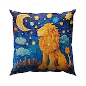 abordables style animalier-Housse de coussin double face motif lion 1 pièce | Housse de coussin carrée décorative douce, taie d&#039;oreiller pour chambre à coucher, salon, qualité supérieure, coussin d&#039;intérieur pour canapé, lit,
