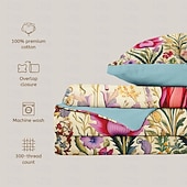 tanie 100% bawełna-l.t.home 100% bawełniana satynowa poszewka na kołdrę dwustronna premium 300 nici na cal kwadratowy kwiatowy elitarny zestaw pościeli queen king size