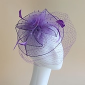 levne Svatební čelenka-Fascinátory Klobouky Doplňky do vlasů Organza Se širší krempou Cylindr Závojový klobouk Dostih koktejl Elegantní Vinobraní S Peří Mašličky Přílba Pokrývky Hlavy