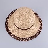 preiswerte Partyhut-Hüte Strohfaser-Eimerhut Strohhut Sonnenhut Hochzeit Strand elegant einfach mit Spleißkopfbedeckung Kopfbedeckung