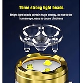 abordables Lampes de poche-Lampe de poche à pouce monstre à trois yeux 2000lm, mini flash super puissant 20w avec batterie rechargeable 1500mah, lampe de secours usb type-c p50
