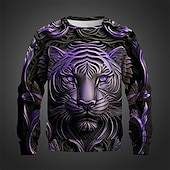 economico Felpe 3D da uomo-Per uomo Tigre Felpe Felpa Manica lunga Felpa Girocollo Di tendenza Informale Stile di strada Stampa 3D Per uscire Abbigliamento di strada Stampa 3D Primavera &amp; Autunno