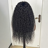 economico Parrucche lace front capelli veri-Parrucca frontale in pizzo 13x4 con capelli umani, parrucca naturale ondulata riccia 4c, densità 150% con capelli per bambini 4c