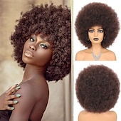 economico Parrucche da festa-parrucche afro rosse per donne nere parrucca senza colla da indossare e andare da 10 pollici parrucche afro ricce parrucche sintetiche color borgogna per feste quotidiane costume cosplay uso