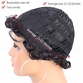 economico Parrucche storiche-Parrucca a Onde Parrucca Corto Capelli Sintetici Ricci per Donne di Colore Nero Parrucca Lady Nuna Costume Cosplay Anni 1920 Festa di Carnevale Uso Quotidiano Parrucche di Halloween