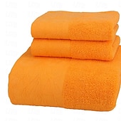 abordables Ensembles de serviettes-Ensemble de serviettes 100% coton 3 pièces à séchage rapide, extra absorbantes et super douces, 1 mouchoir, 1 serviette de sport, 1 serviette de bain