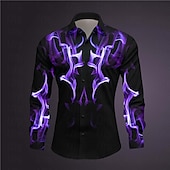 halpa Geometric Pattern-Miesten Geometrinen printti antaa potkut Paita Button Up paita Pitkähihainen Abstrakti Subkulttuuri Arki-asut Bile Kevät Sänkyjen avaus Painettu Painike alas Tumman punainen Keltainen Punastuvan