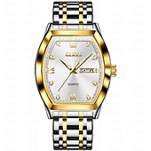 cheap Quartz Watches-OLEVS Men Quartz Watch Fashion Business Wristwatch Luminous Calendar Date Week Waterproof Steel Watch