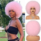 economico Parrucche da festa-parrucche afro rosse per donne nere parrucca senza colla da indossare e andare da 10 pollici parrucche afro ricce parrucche sintetiche color borgogna per feste quotidiane costume cosplay uso