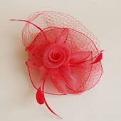 levne Svatební čelenka-Fascinátory Klobouky Doplňky do vlasů Organza Se širší krempou Cylindr Závojový klobouk Dostih koktejl Elegantní Vinobraní S Peří Mašličky Přílba Pokrývky Hlavy