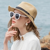 abordables Chapeaux de fête-Chapeaux Fibre naturelle Paille Chapeau de seau Chapeau de Paille Chapeau de soleil Mariage Casual simple Classique Avec Ruban Casque Couvre-chef