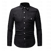 economico camicie da uomo no stiro-Per uomo Camicia Camicie Camicia con bottoni Liscio Matrimonio Giornaliero Nero Bianco Giallo Vino Manica lunga Collo ripiegabile Primavera &amp; Autunno Abbigliamento Tasche
