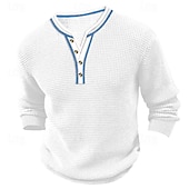 olcso Alkalmi Henley póló-Férfi Póló Gofri Henley ing Henley ing Tee Top Hosszú ujjú ing Színes Henley Utca Vakáció Hosszú ujj Kollázs Ruházat Divat Dizájn Alap