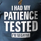 cheap Funny-Men's Funny Graphic T-Shirt: 'I Had My Patience Tested I'm Negative' Short Sleeve Humor Tee