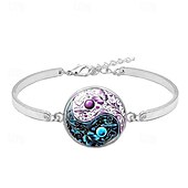 economico Accessori indossabili-set di collane con gemme del tempo delle farfalle yin yang tai chi set di gioielli con orecchini con bracciale in argento creativo europeo e americano transfrontaliero
