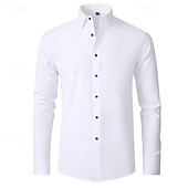 voordelige strijkvrije overhemden voor heren-Voor heren Overhemd Overhemd met knopen Zwart Wit Wijn Lange mouw Effen Revers Lente &amp; Herfst Bruiloft Feest Kleding