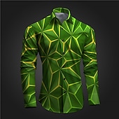 cheap 3D Pattern-Men&#039;s Geometry Shirt Button Up Shirt Long Sleeve Artistic Subcultural Daily Wear Going out Spring Turndown Print Button-Down Red Blue Green Gray