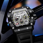 abordables Relojes mecánicos-Reloj Mecánico ONOLA para Hombre Reloj Deportivo al Aire Libre Casual Automático de Carga Calendario Luminiscente Reloj de Gel de Silicona Resistente al Agua