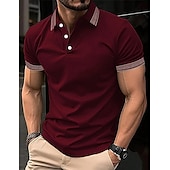 preiswerte Klassisches Poloshirt für Herren-Herren Poloshirt Polos mit Knöpfen Casual Sport Kargen Kurzarm Modisch Basic Farbblock Patchwork Sommer Regular Fit Schwarz Armeegrün Burgunderrot Marinenblau Beige Poloshirt
