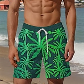 cheap Tropical Plants &amp; Flowers-Men&#039;s Coconut Tree Swim Shorts Board Shorts Swimming Trunks Mid Waist Vacation Hawaiian Holiday Vacation Holiday Beach Drawstring with Mesh lining Elastic Waist Designer Clothing Apparel