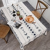 cheap Tablecloth-Bohemian geometric pattern tablecloth cotton and linen waterproof wash free tablecloth spring outing camping picnic mat cover cloth