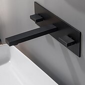 cheap Bathroom Sink Faucets-Bathroom Sink Faucet - Wall Mount / Widespread Electroplated Mount Inside Two Handles Three HolesBath Taps