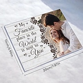 billige Bryllupsgave-Personlig tilpasset akryl fotostykke med base gave til bryllup par plakett Min favorittsted i verden er deg farsdag jubileum bryllup bryllupsgave 20*15cm (8“*6”)