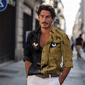 preiswerte Tiermuster Druck-Herren Leopard Hemd Knopfhemd Langarm Abstrakt Brautkleider schlicht Freizeitskleidung Ausgehen Frühling Umlegekragen Bedruckt Button-Down Rote Blau Braun Grau