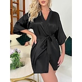 billiga Kigurumi-Vuxna Ensfärgat Badrock Pyjamas Nattkläder Onesie-pyjamas Kigurumi pyjamas För Dam Dagliga kläder Casual Tecknad serie