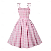 tanie Sukienki-Retro / vintage Lata 50. Południe Sukienka Sukienka o kroju A Sukienka huśtawka Kratka Prążki Damskie Randka Wieczór panieński Dla dorosłych Sukienka Sukienki na bal maturalny Lato Wiosna
