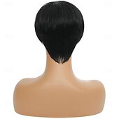 cheap Human Hair Capless Wigs-Short Bob Wigs for Black Women Human Hair Wig Ombre Pixie Cut Wig with Bangs Layered  Wig Full None Lace Machine Made Wig