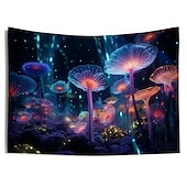 olcso Feketeművilágítás-blacklight gobelin UV reaktív világít a sötétben ragyogás buli hátborzongató virágok trippy ködös természet táj függő gobelin fali művészeti falfestmény nappali hálószobába