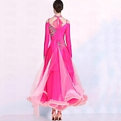 voordelige Ballroom danskleding-Ballroomdansen Kleding Borduurwerk Gesplitst Kristallen / Bergkristallen Dames Prestatie Feest Lange mouw Netstof Spandex Organza