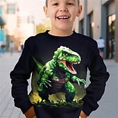 halpa Poikien 3D Eläimet-Pyhä Patrick Poikien 3D Dinosaurus College Pullover Pitkähihainen 3D-tulostus Kevät Syksy Muoti Katutyyli Tyylikäs Lapset 3-12 vuotta 4-12 vuotta Tiukka pyöreä kaula-aukko ulko- Kausaliteetti