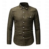 economico camicie da uomo no stiro-Per uomo Camicia Camicie Camicia con bottoni Liscio Matrimonio Giornaliero Nero Bianco Giallo Vino Manica lunga Collo ripiegabile Primavera &amp; Autunno Abbigliamento Tasche