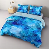 preiswerte Bettbezug-Sets-Bettbezug-Set mit blauem Farbverlauf und Muster, Bettdecken-Set, weiches 3-teiliges Luxus-Baumwoll-Bettwäsche-Set, Heimdekoration, Geschenk, King-Size-Bett, Queen-Size-Bett, dreiteiliges Set