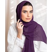 baratos Islâmico Arábico-Mulheres Xales lenços de hijab Árabe árabe muçulmano Ramadã Côr Sólida Adulto Xale