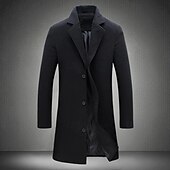 levne oblečení-set s trenčkotem pulovr pánské 2 ks outfity zimní kabát svrchní kabát denní nošení zimní zateplené svrchní oblečení odolné proti větru oblečení oblečení módní zateplení hladké kapsy klopa jednořadé