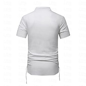 abordables Informal de negocios-Hombre Camisa camisa de lino Camisa de lino de algodón Camisa de algodón blanca Camisa de cuello chino Camisa de cuello mandarín Plano Vacaciones Calle Negro Blanco Azul Marino Caqui Manga Corta