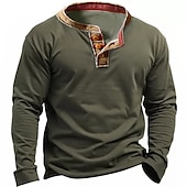 Χαμηλού Κόστους Casual Tee Henley-Ανδρικά Μπλουζάκι με κουμπί Πουκάμισο Henley Μακρυμάνικο πουκάμισο Μακρυμάνικο Χένλι Άνοιξη &amp; Χειμώνας Σκέτο Βασικό Καθημερινό Άνετο Κουμπί-Κάτω Διακοπές Αθλητικά Αργίες